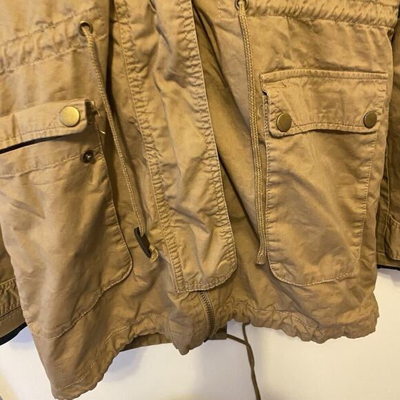 THREAD & SUPPLY Women L Utility Jacket Barn Chore Coat Khaki Fleece Lining Zip - Picture 8 of 14
